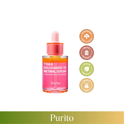 PURITO - TXA 6 Niacinamide 10 Retinal Serum 30ml | Sérum Coreano Antimanchas e Iluminador