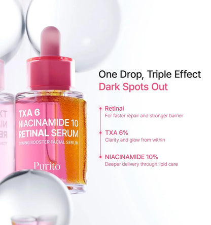 PURITO - TXA 6 Niacinamide 10 Retinal Serum 30ml | Sérum Coreano Antimanchas e Iluminador