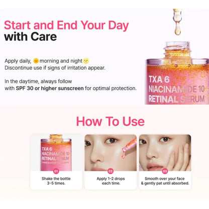 PURITO - TXA 6 Niacinamide 10 Retinal Serum 30ml | Sérum Coreano Antimanchas e Iluminador