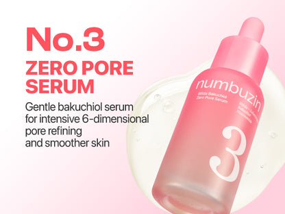 NUMBUZIN - No.3 Bifida Bakuchiol Zero Pore Serum 30ml | Sérum Coreano para Poros y Textura