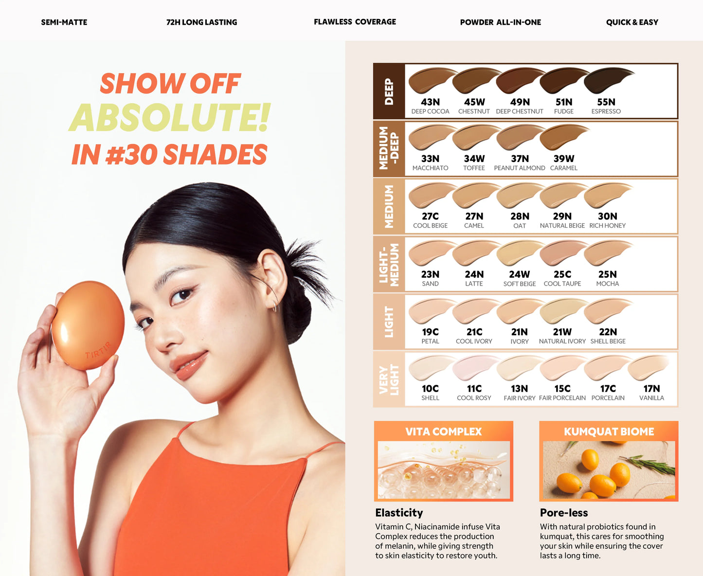 TIRTIR - Mask Fit AI Filter Cushion SPF 30 PA++  Tono:24N Latte **EMPAQUE CON DAÑO**