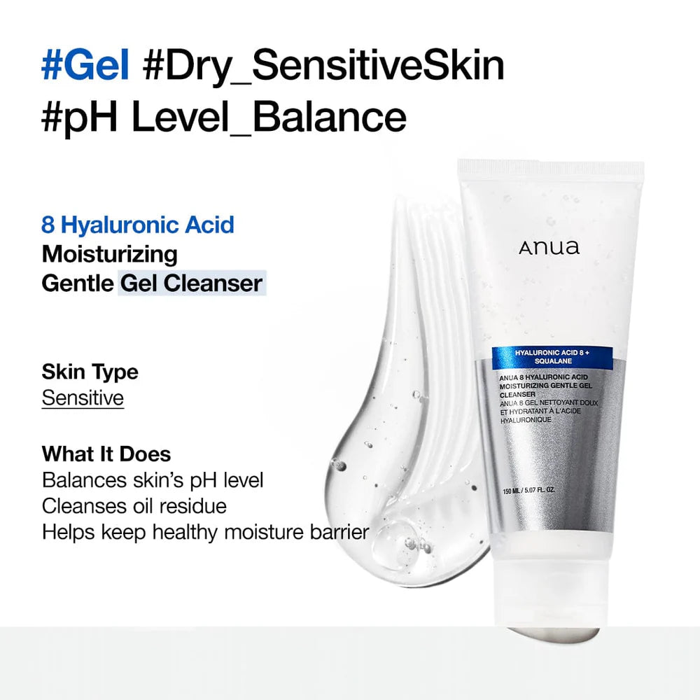 ANUA - 8 HYALURONIC ACID MOISTURIZING GENTLE GEL CLEANSER 150ml