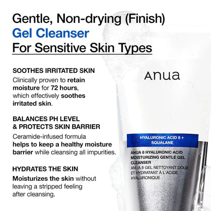 ANUA - 8 HYALURONIC ACID MOISTURIZING GENTLE GEL CLEANSER 150ml
