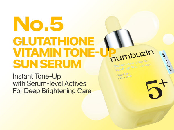 NUMBUZIN - No.5 Glutathione Vitamin Tone-Up Sun Serum SPF50+ PA++++ 30ml | Protector Solar Coreano Iluminador