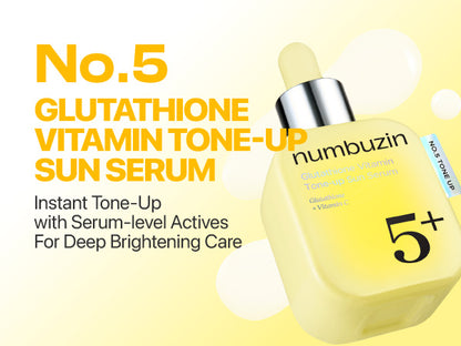 NUMBUZIN - No.5 Glutathione Vitamin Tone-Up Sun Serum SPF50+ PA++++ 30ml | Protector Solar Coreano Iluminador