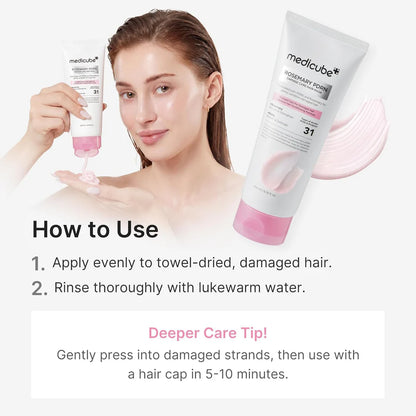 MEDICUBE - Rosemary PDRN Damage Care Hair Mask 200ml | Mascarilla Capilar Reparadora Coreana