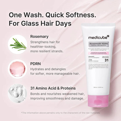 MEDICUBE - Rosemary PDRN Damage Care Hair Mask 200ml | Mascarilla Capilar Reparadora Coreana