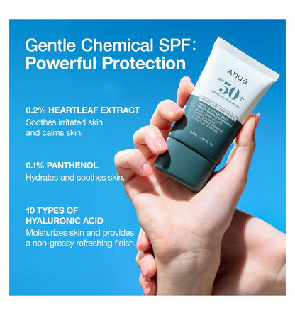 ANUA - Protector Solar Humectante HEARTLEAF SILKY SPF50+ PA++++ 50ml