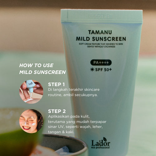 LADOR - Tamanu Mild Sunscreen SPF50+ PA++++ 50ml | Protector Solar Coreano Hidratante