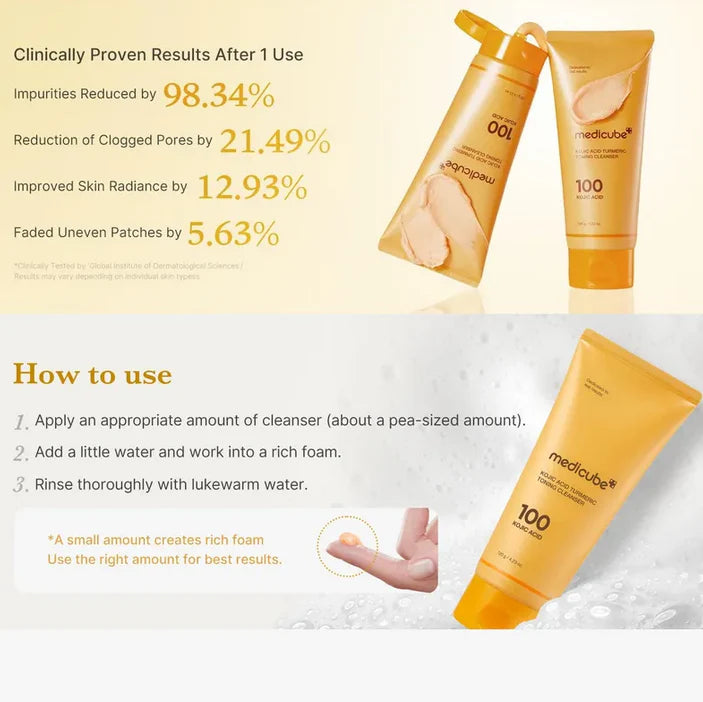 MEDICUBE - KOJIC ACID TURMERIC TONING CLEANSER 120g