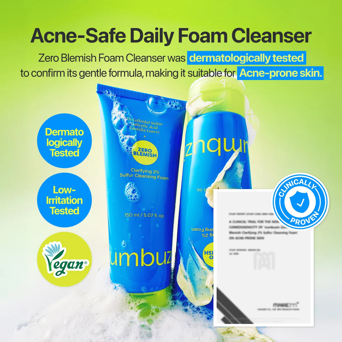 NUMBUZIN - Zero Blemish Clarifying 2% Sulfur Cleansing Foam 150ml