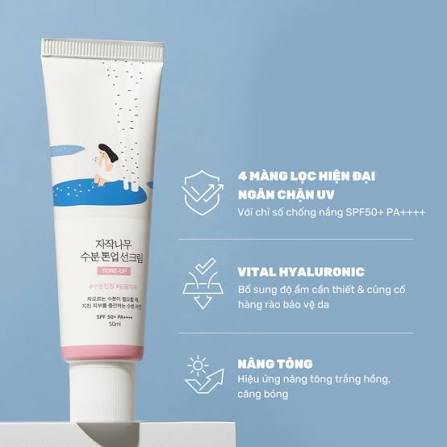 ROUNDLAB - Birch Moisture Tone-Up Sunscreen SPF50+ PA++++ 50ml | Protector Solar Coreano Iluminador